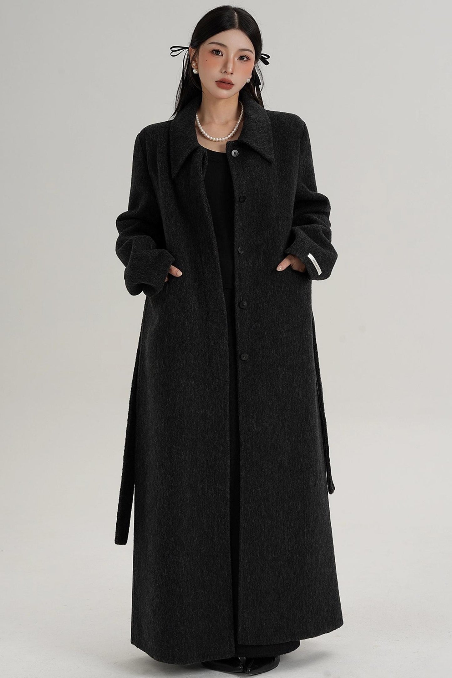 Elegant Extra-Long Wool Coat