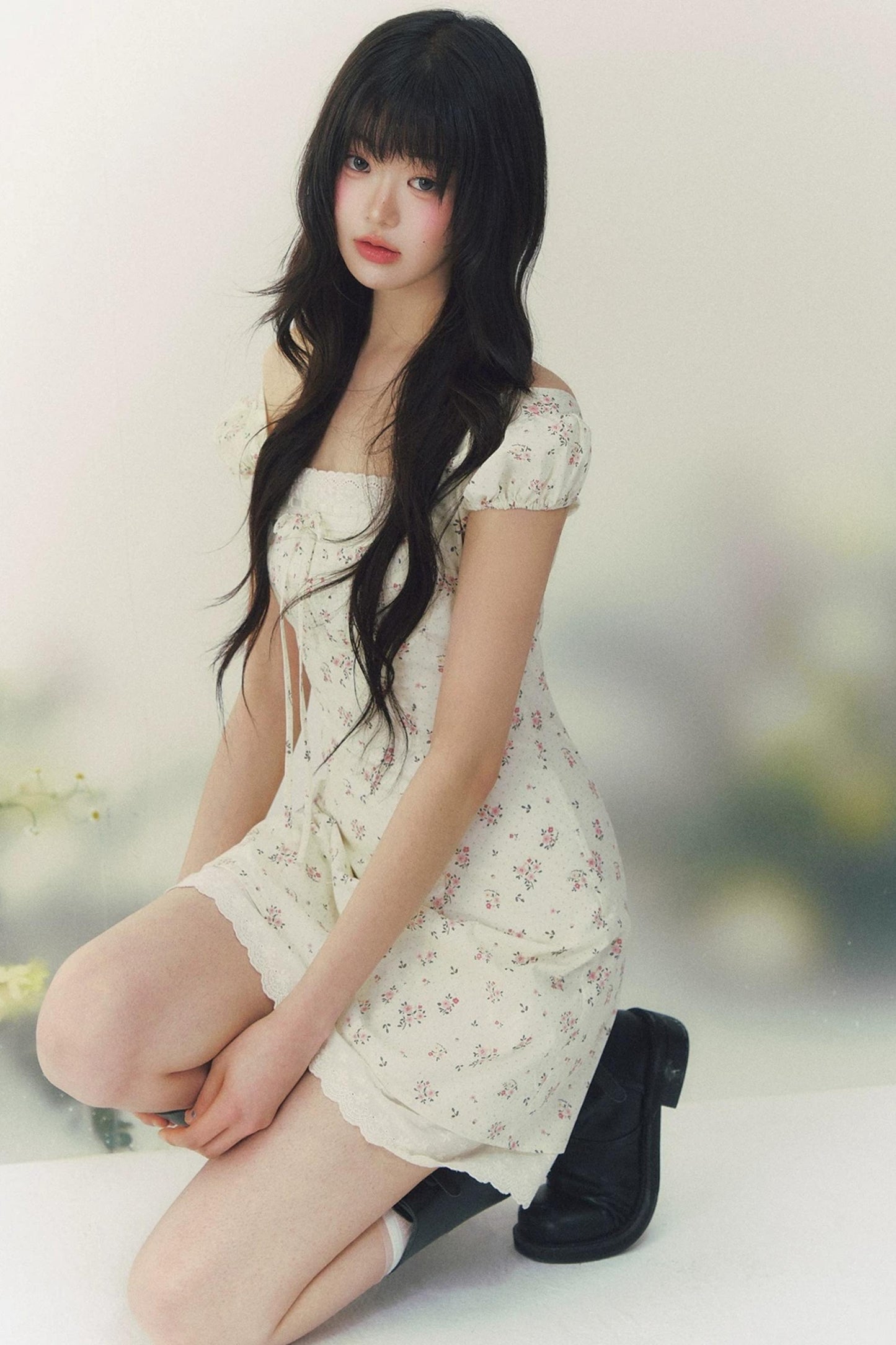 Floral Polka Dot A-Line Dress