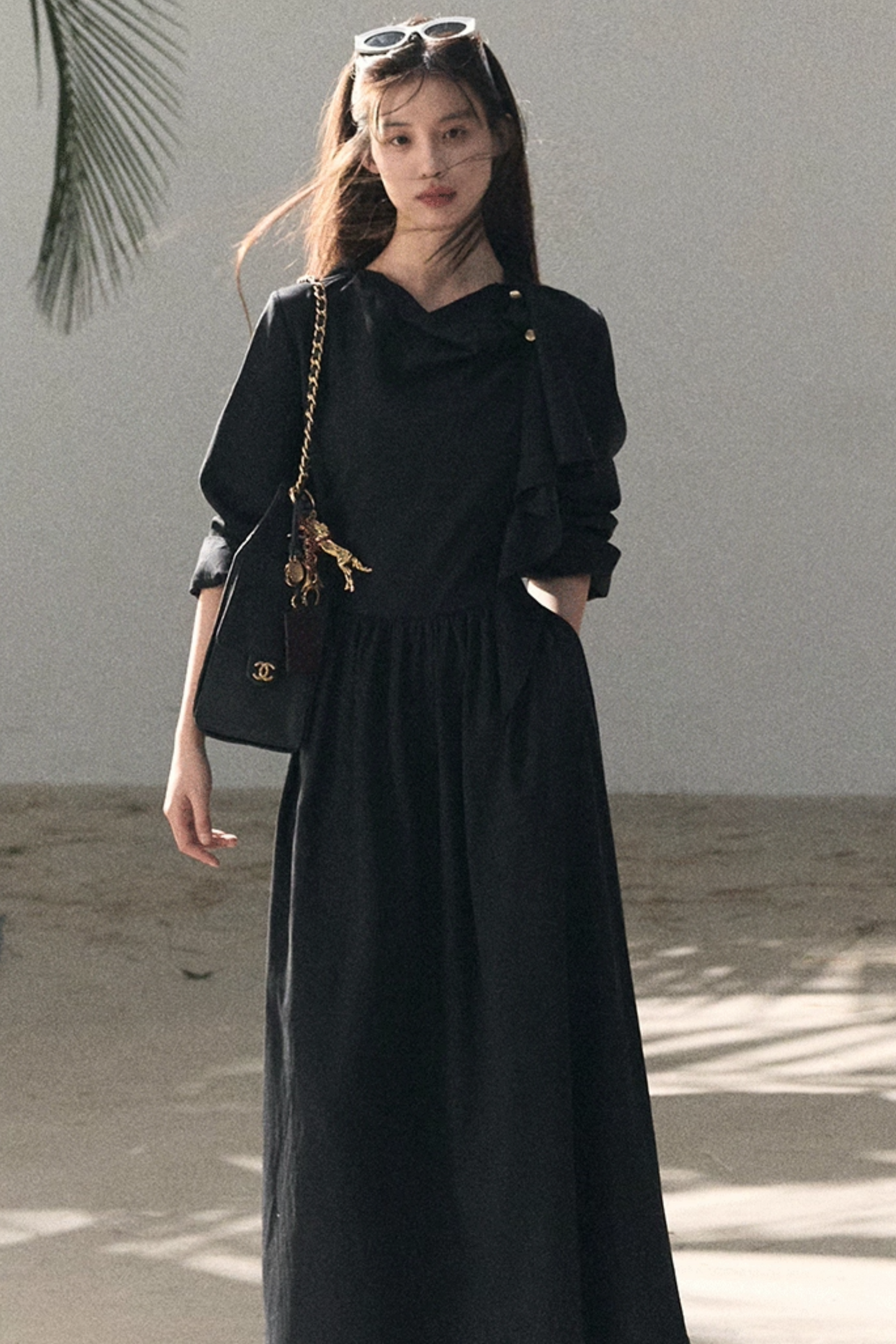 Lyocell-Kleid mit Bandkragen