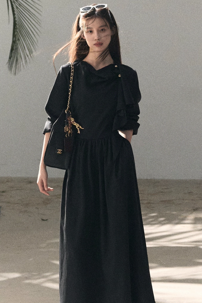 Lyocell-Kleid mit Bandkragen