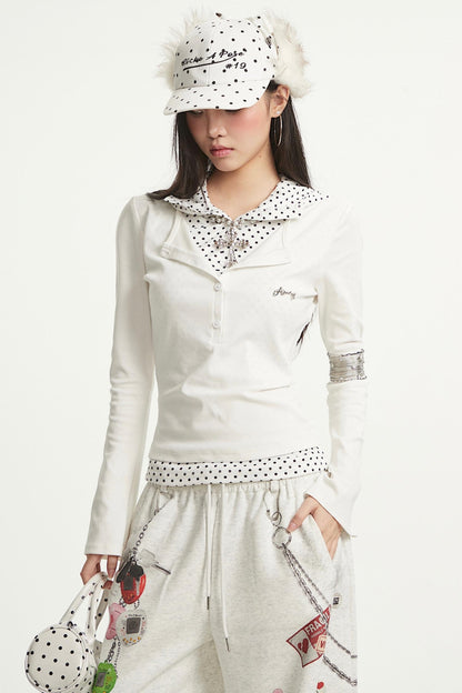 Vintage Polka Dot Long Sleeve T-Shirt