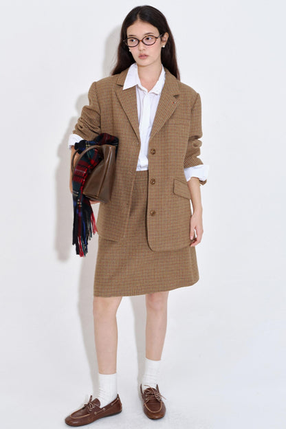 Color Block Plaid Suit Jacket