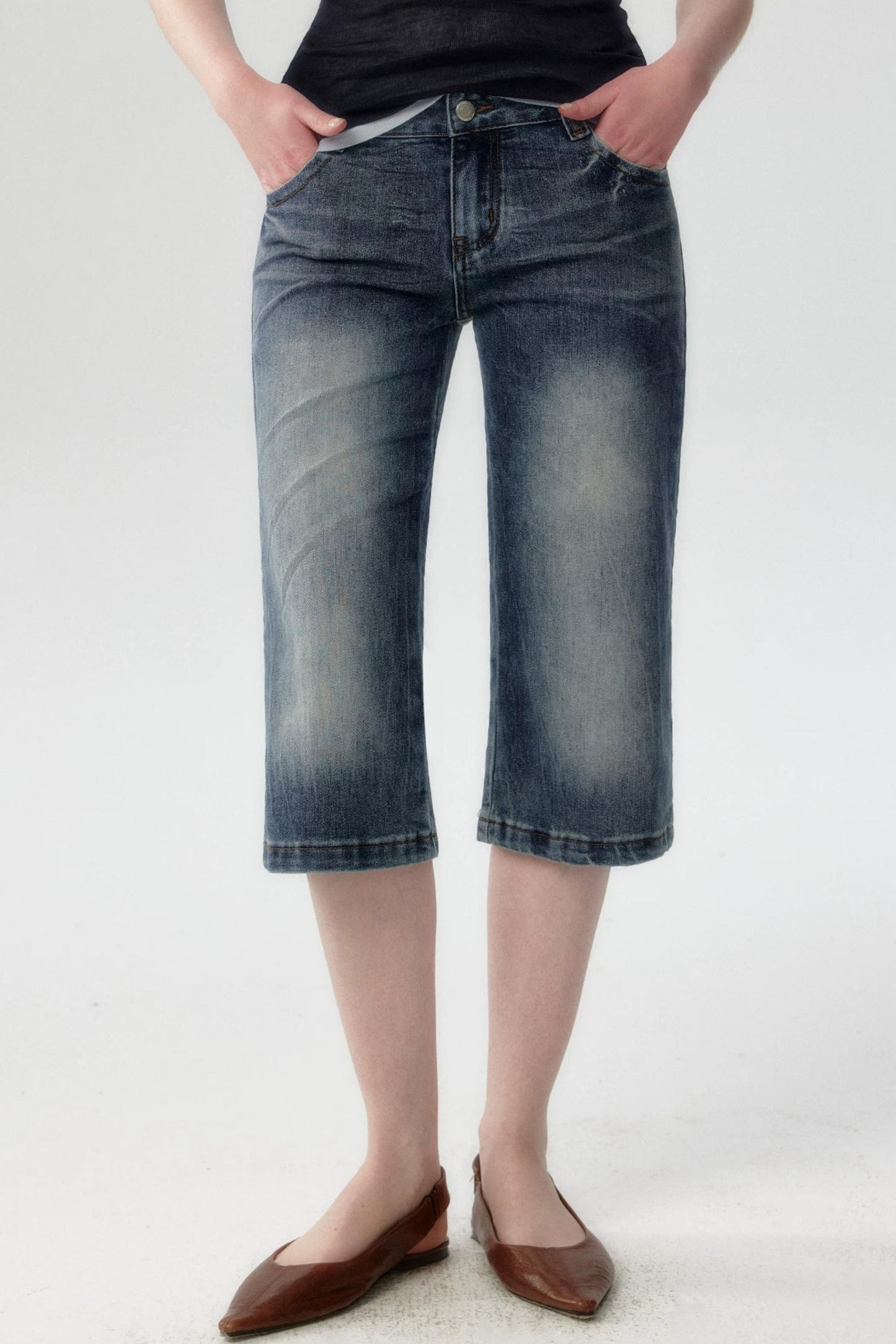 Short in denim lavato retrò