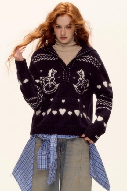 Retro Jacquard Knit Sweater