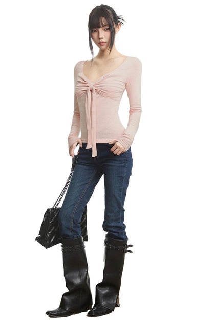 Autumn Brown V-Neck Long Sleeve Base Top