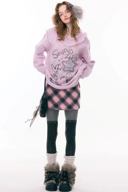 Misty Rain Plaid Skirt