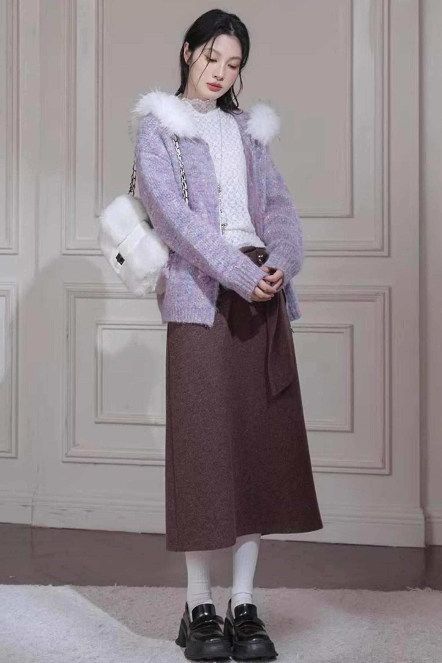 Sandalwood Wool Patchwork Skirt