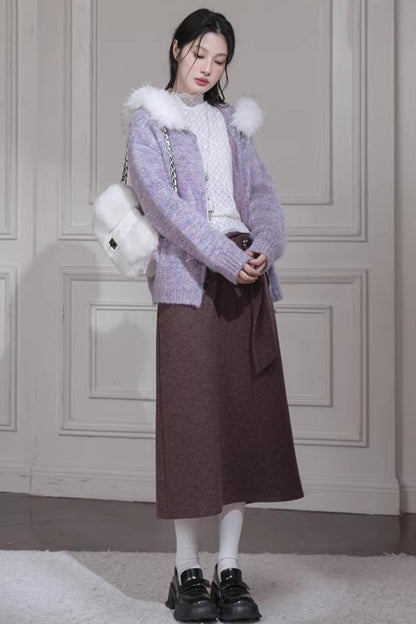 Sandalwood Wool Patchwork Skirt