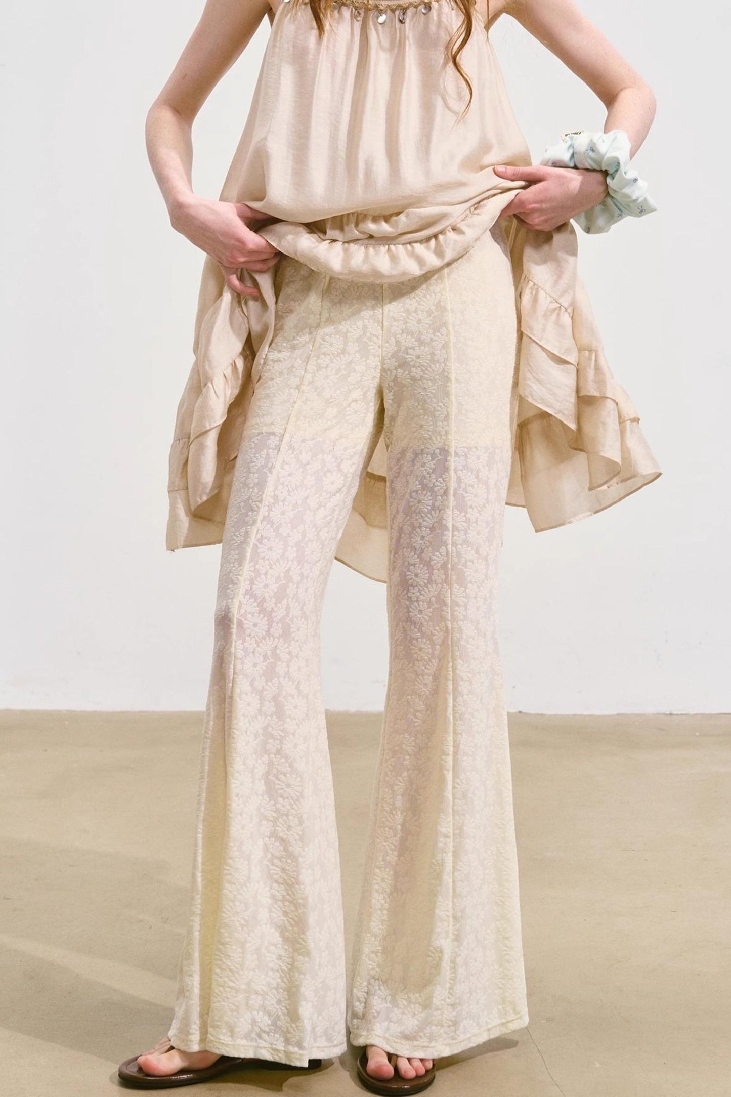 Summer Ruffle Lace And Pants Set-Up