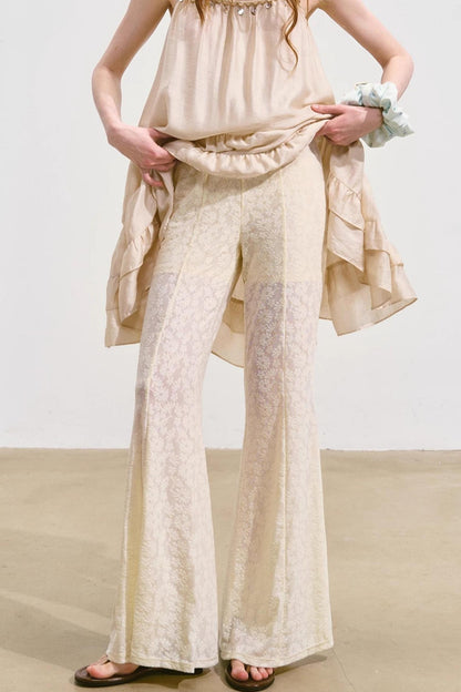Summer Ruffle Lace And Pants Set-Up