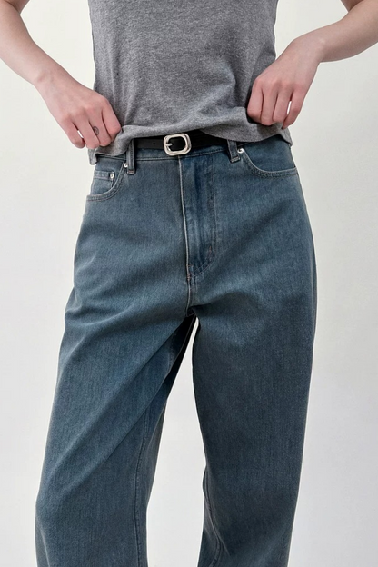 Pantaloni in denim vintage a vita alta