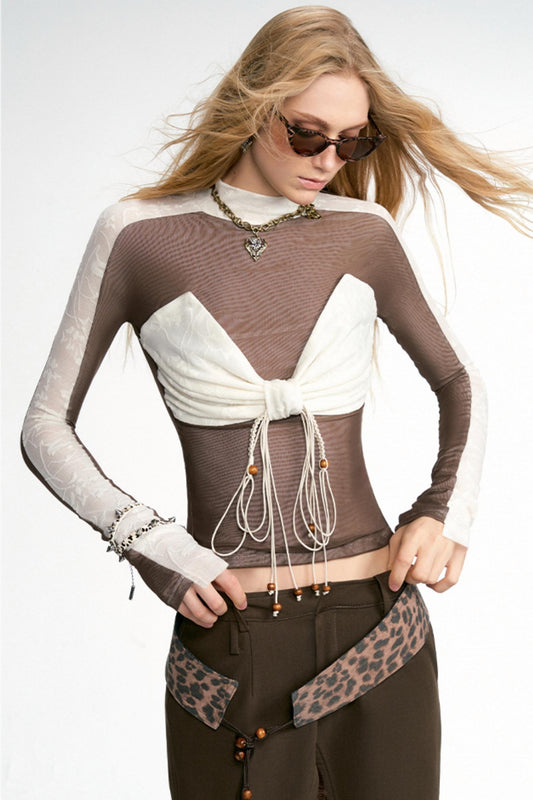 Pessoa Mesh One-Sleeve Bow Top