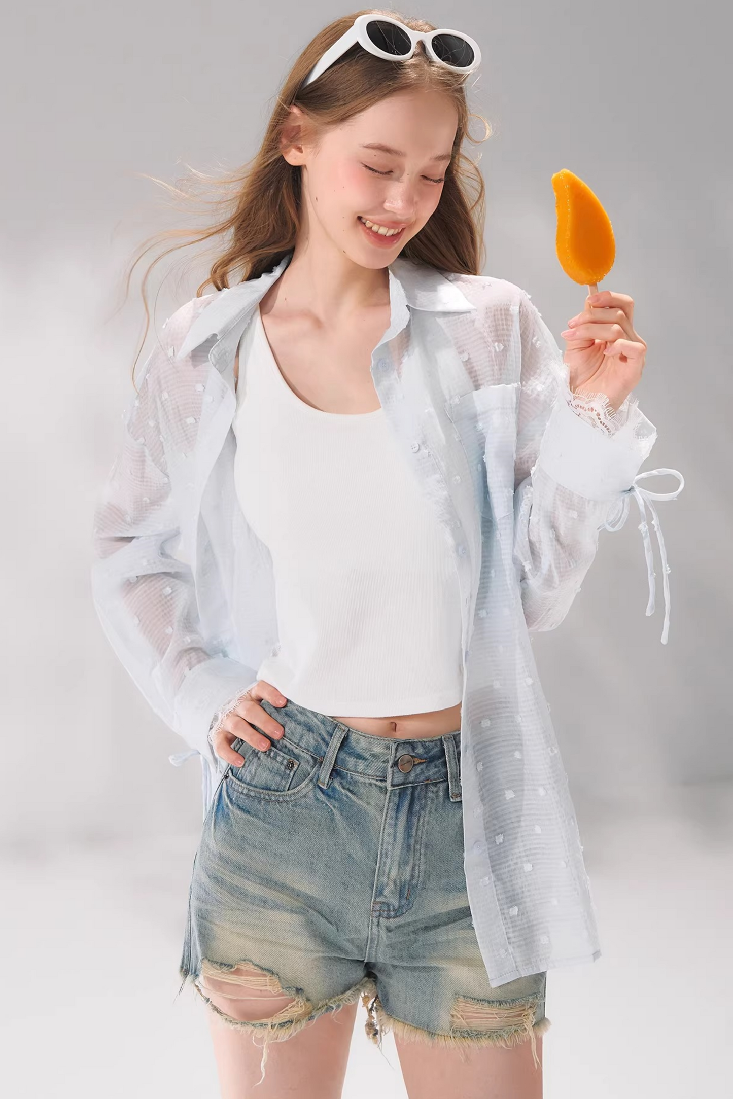 Striped Lace Embroidered Cardigan Set-Up