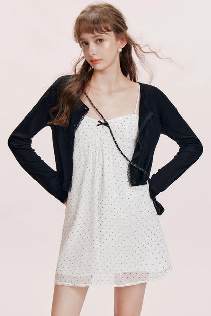 Chiffon Polka Dot A-Line Dress Set-Up