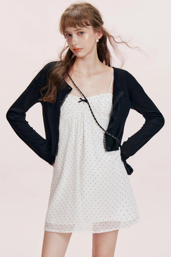 Chiffon Polka Dot A-Line Dress Set-Up
