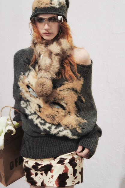 Slanted Long Sleeve Sweater