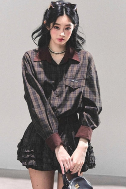 Sunset Trajectory Plaid Dress Set