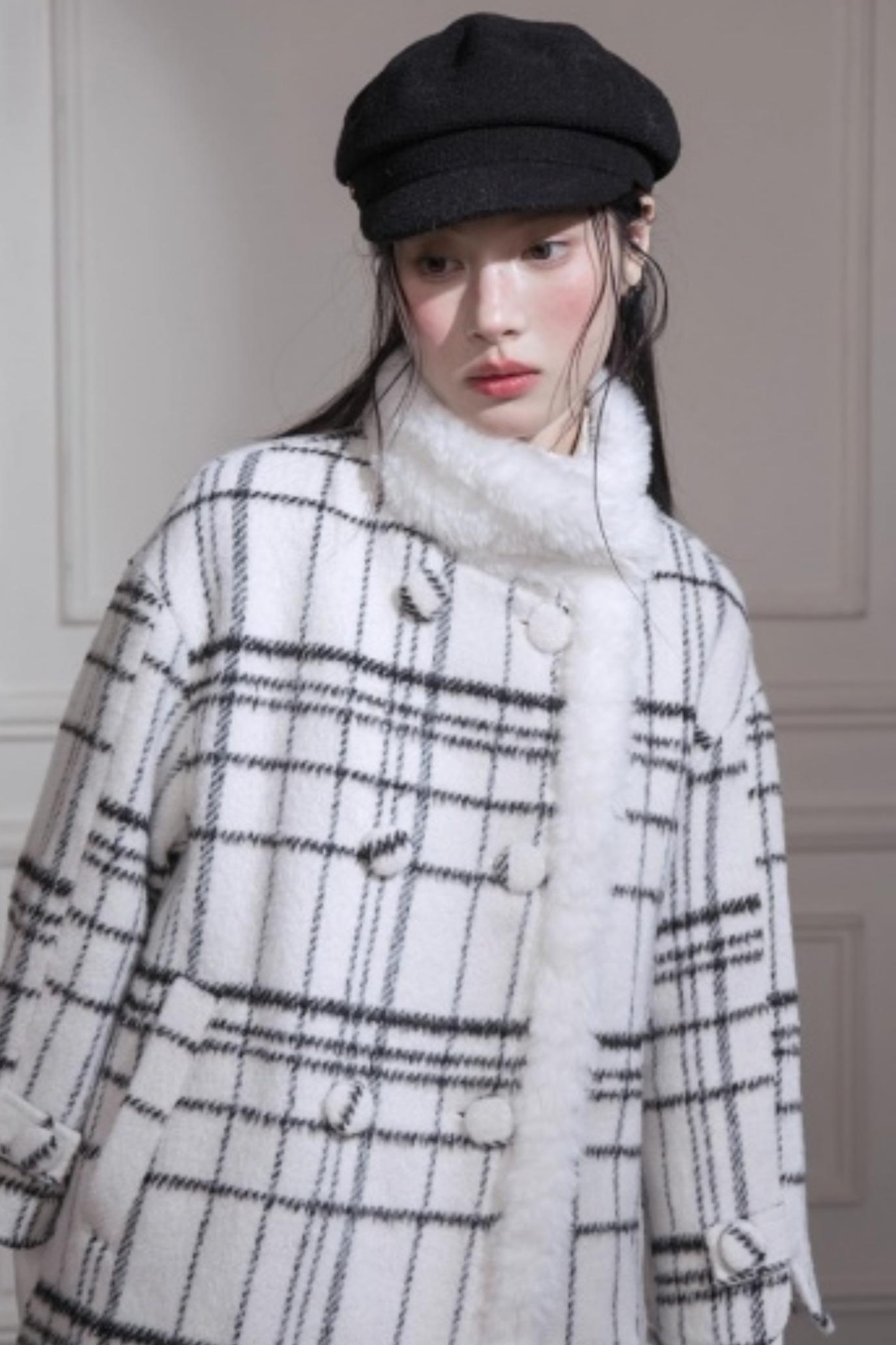 Checkered Wool Plaid Dress Set-Up