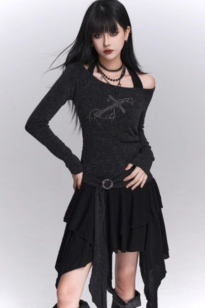 Halter Neck Off-Shoulder Dress