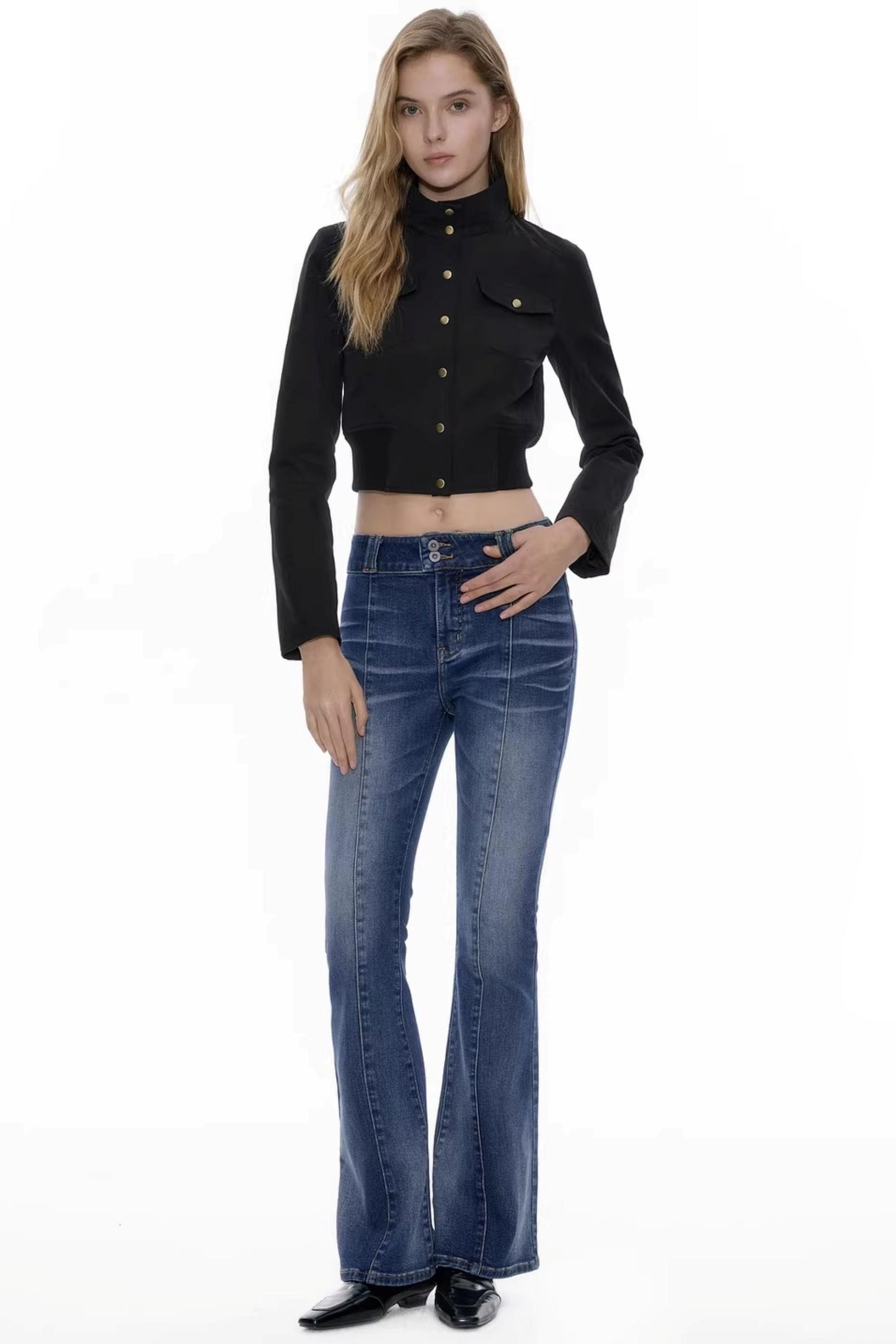 Deep Sea Blue Flared Denim Pants