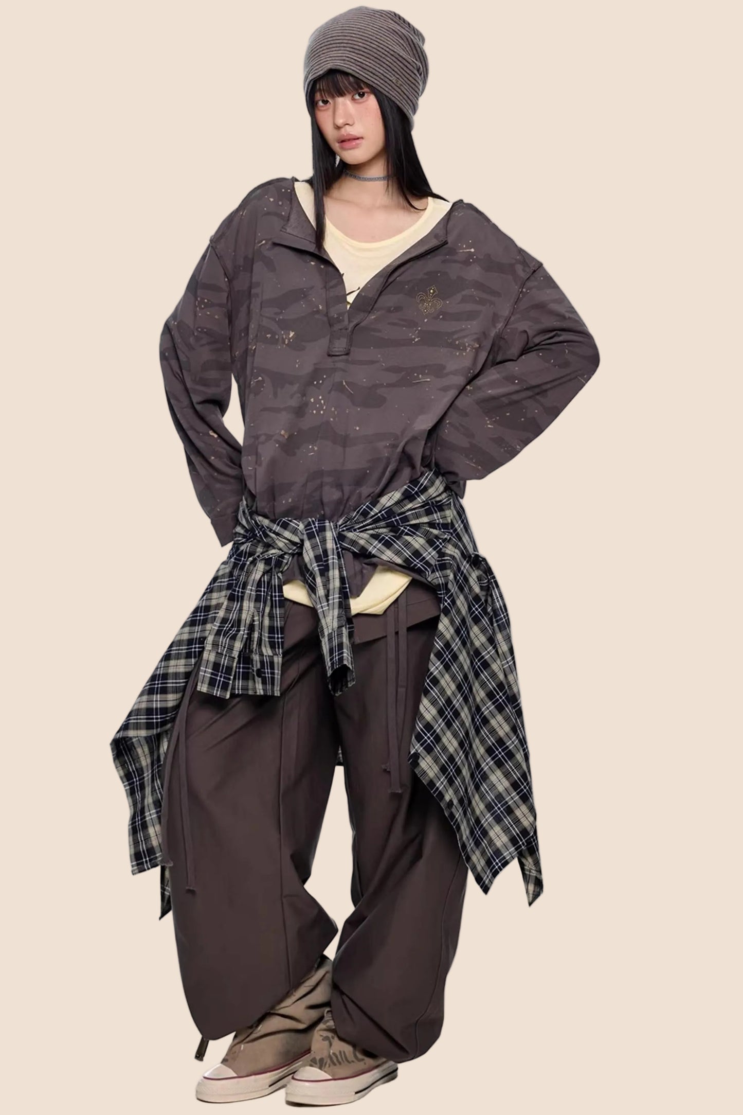 Blouse V-Cou Retro Camouflage