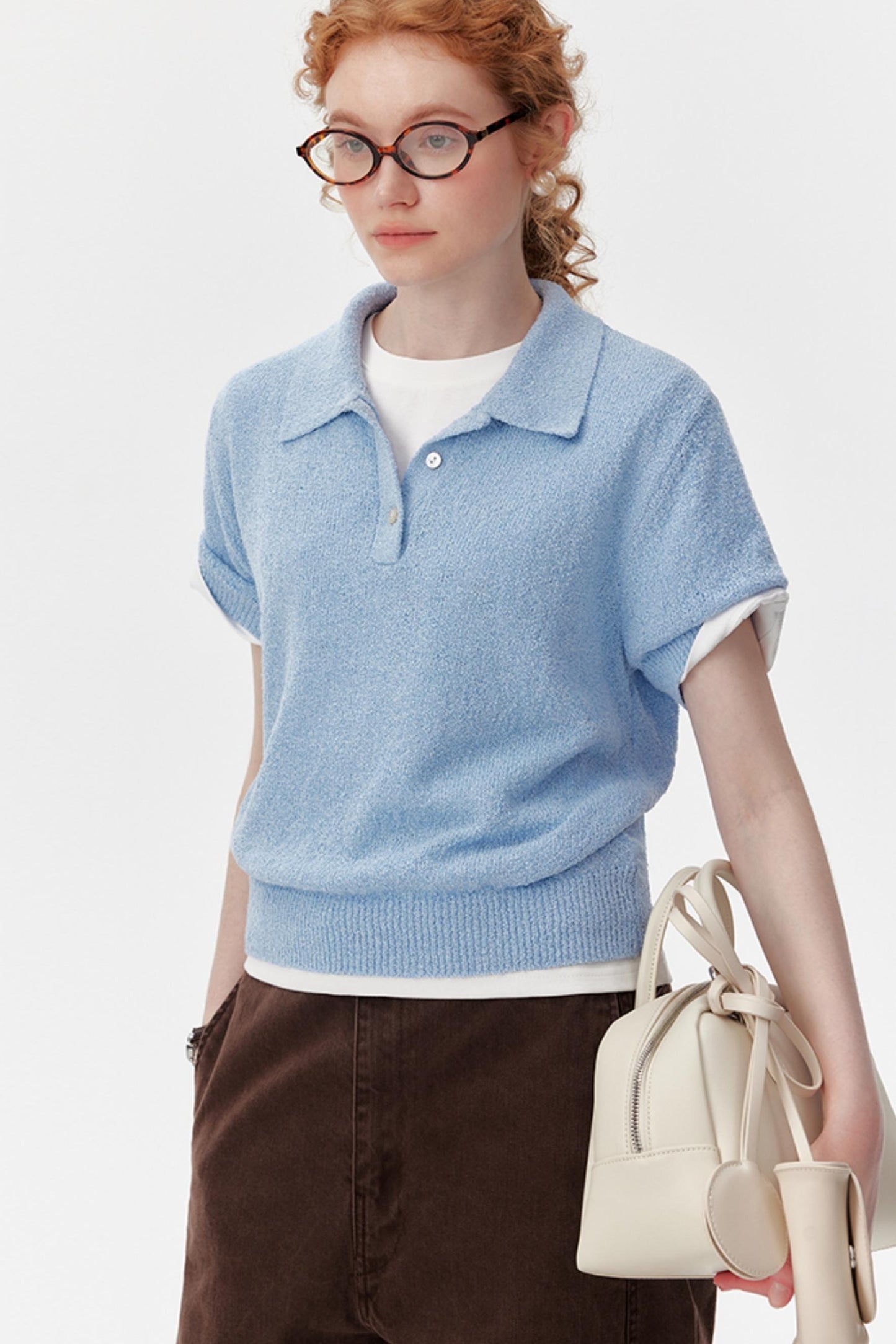 Textured Blue Polo Tee