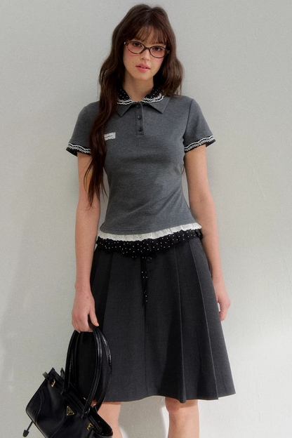 Polka Dot Pleated Skirt