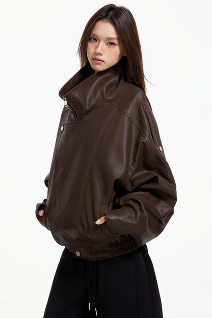 Leather Stand-Up Jacket