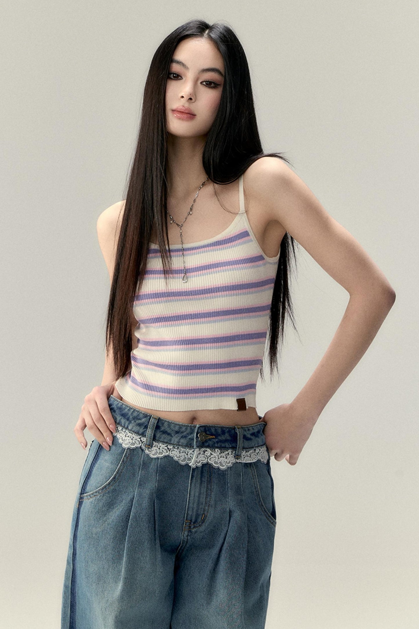 Stripe Wool Strap Base Top