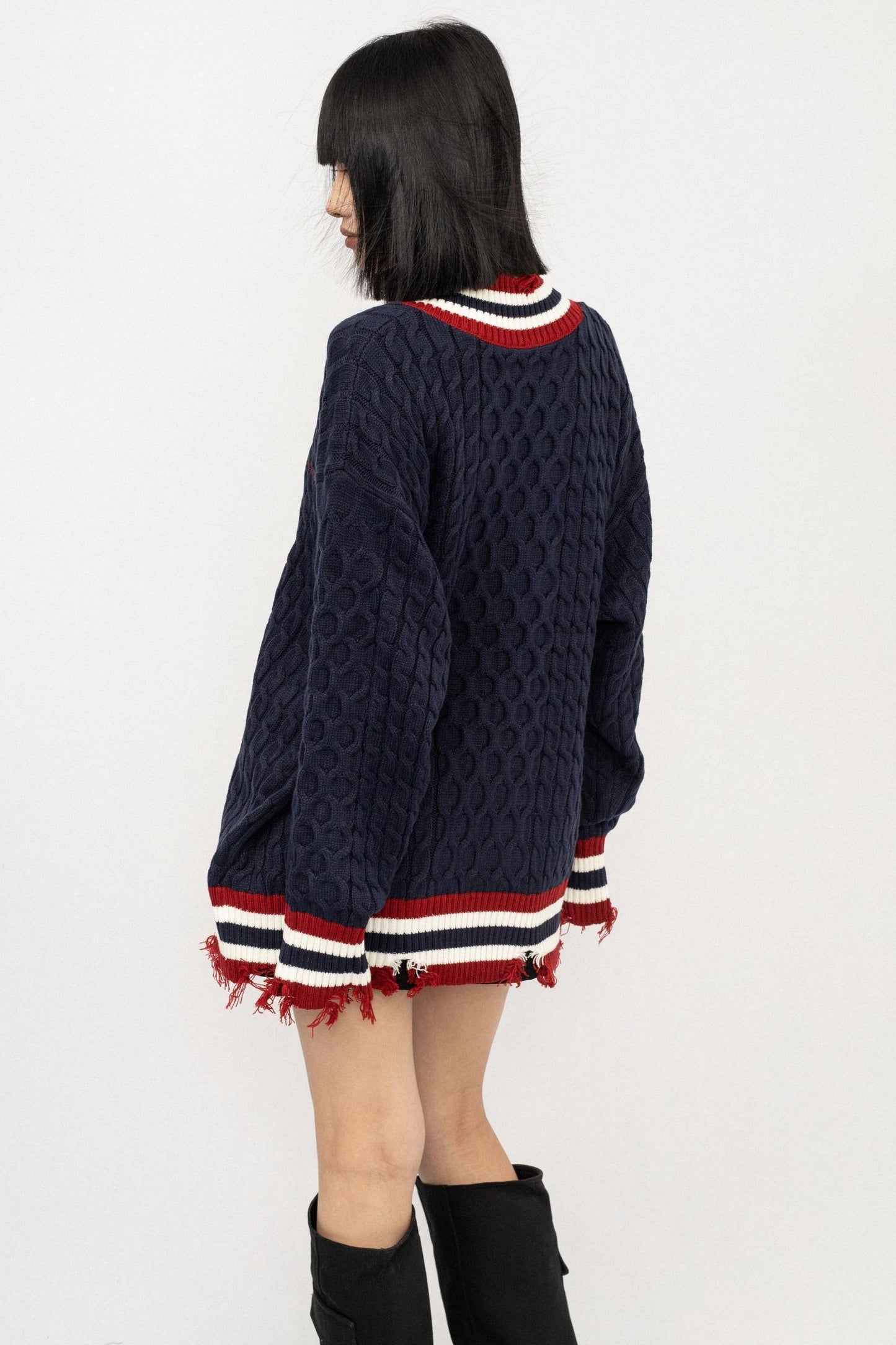 Lazy V-Neck Knitted Top