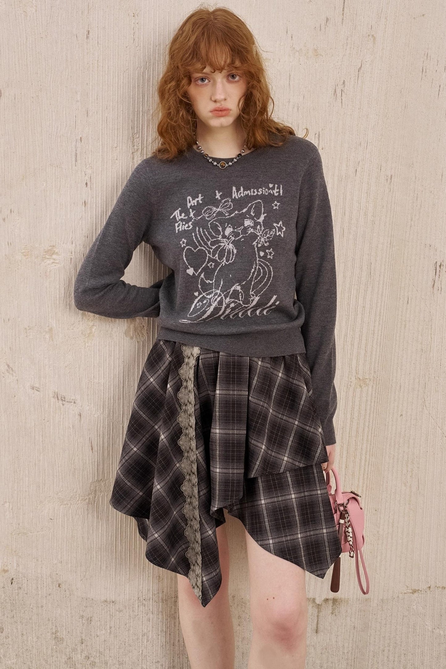 Rose Kitten Crew Neck Knitted Sweater