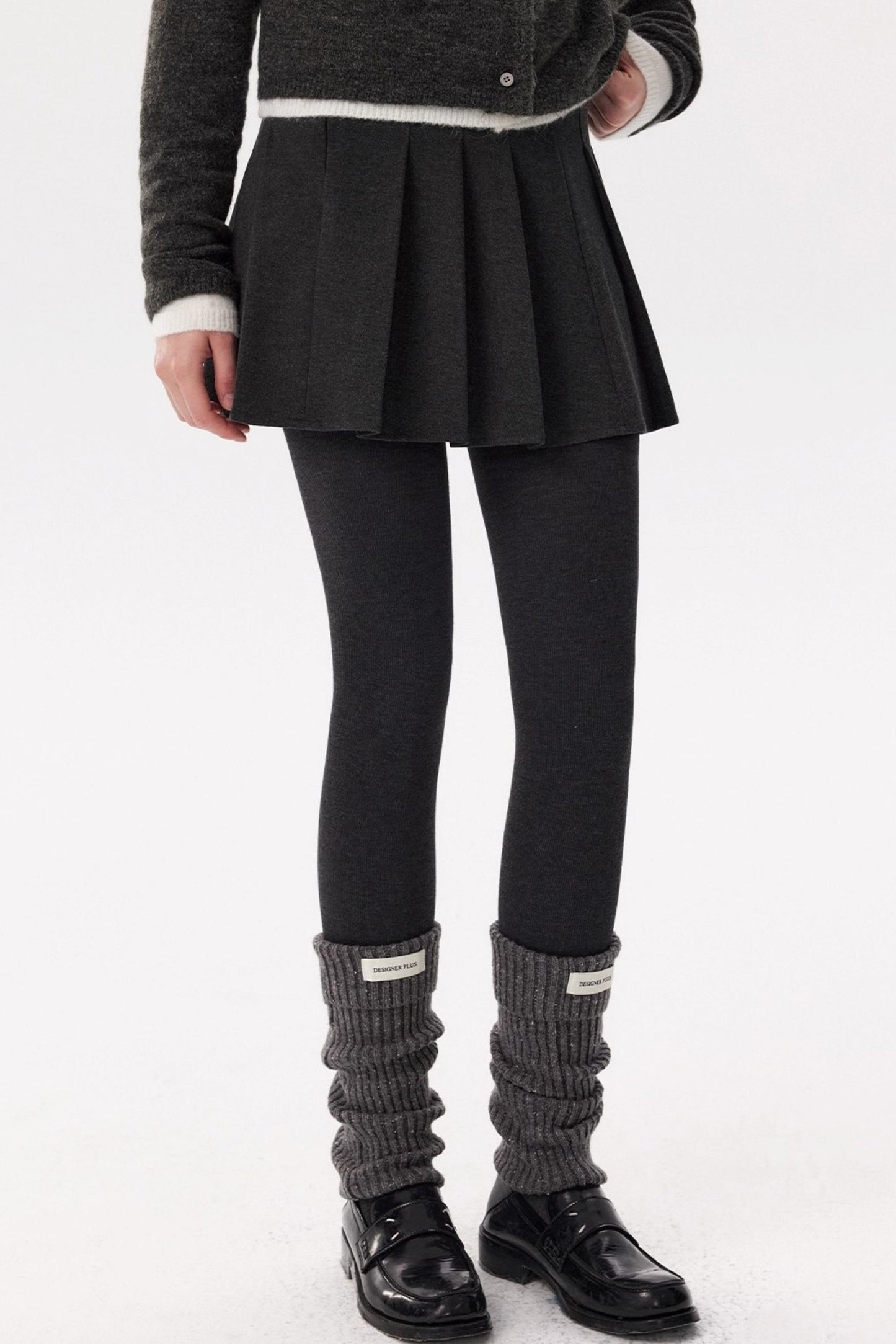 Gray Woolen Pleated Skirt