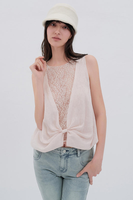 Butterfly Linen Blend Vest Style Top