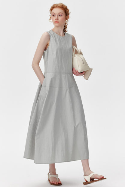 Sleeveless Gray A-Line Dress