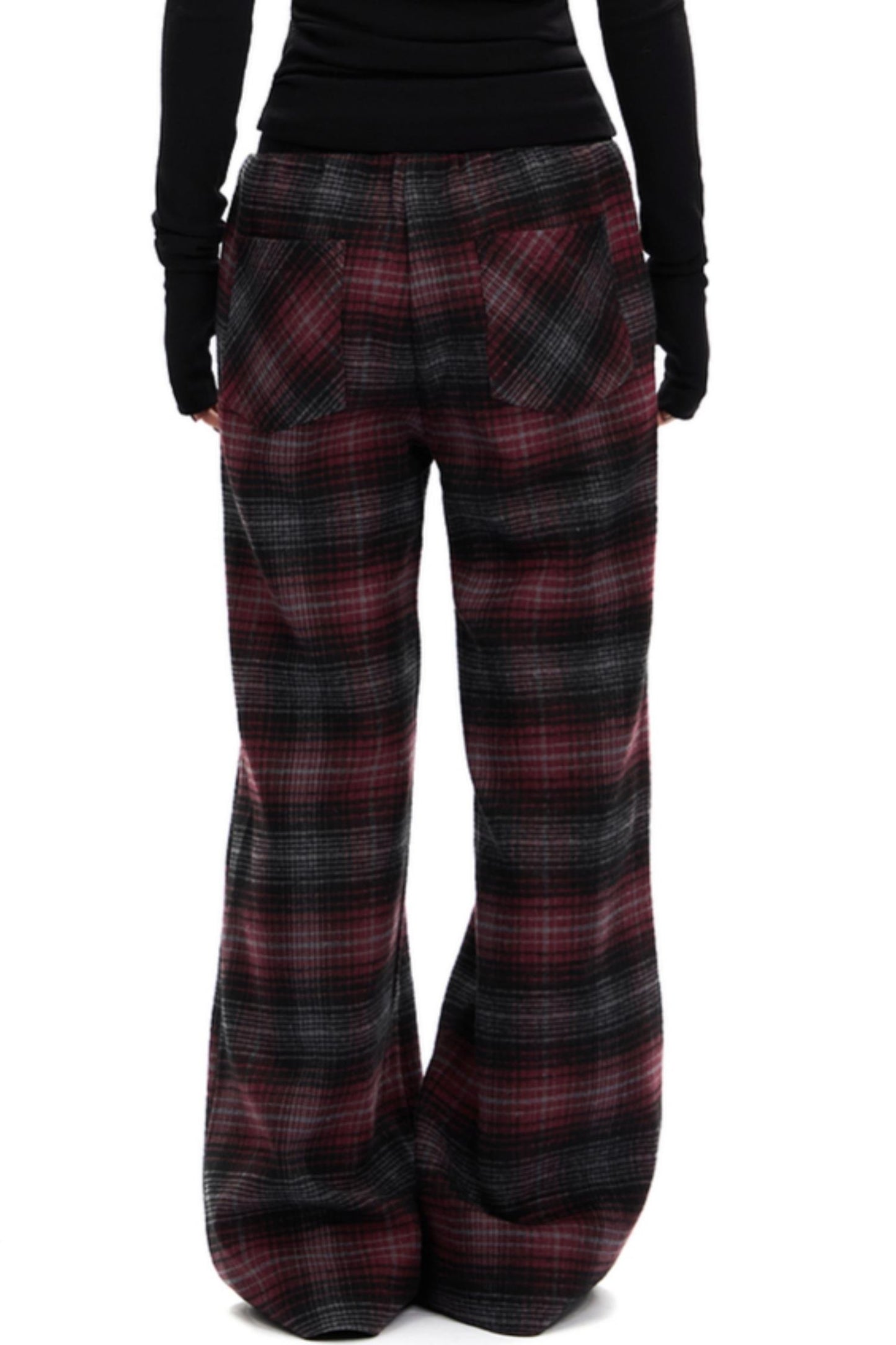 Retro Red Plaid Straight Pants