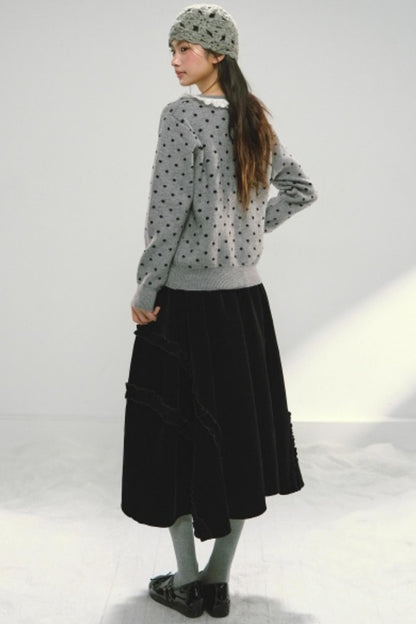 Lace Collar Polka Dot Cardigan