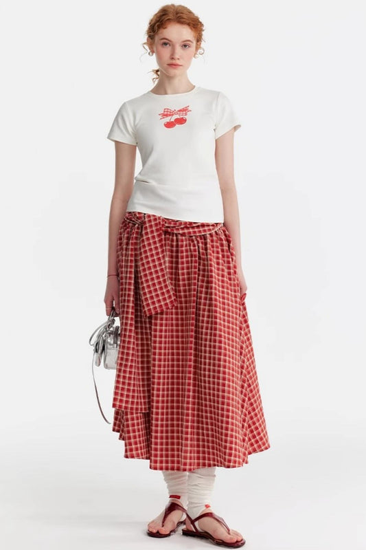 Pink Cherry Print Halter Skirt Set-Up