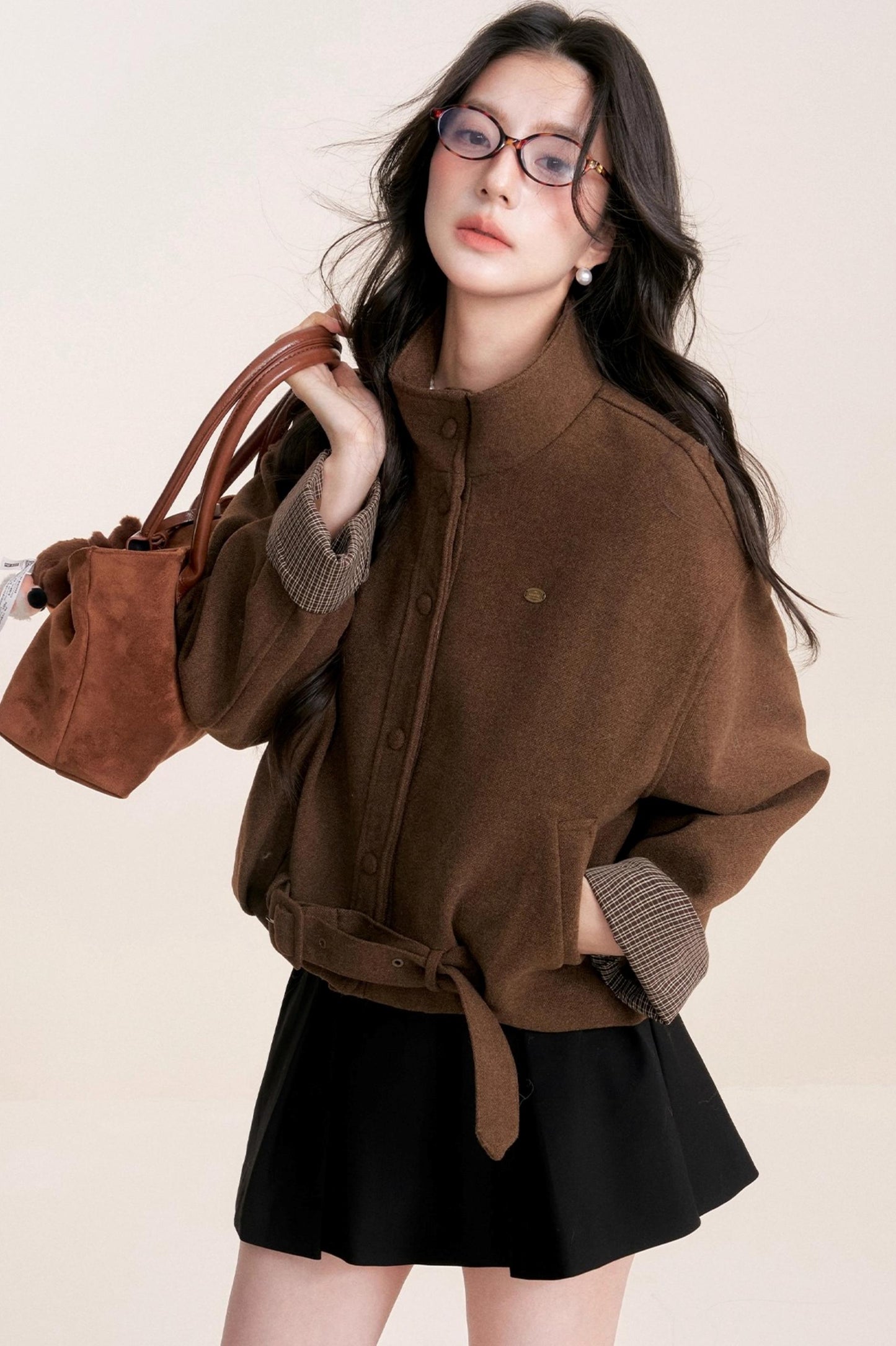 Caramel Check Woolen Jacket