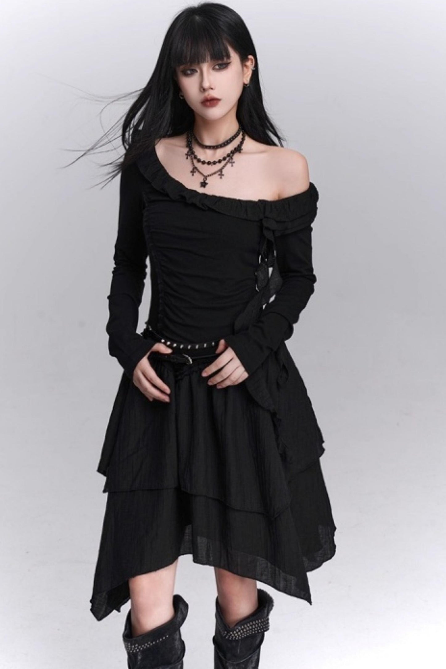 Cinched-Waist Autumn Dress