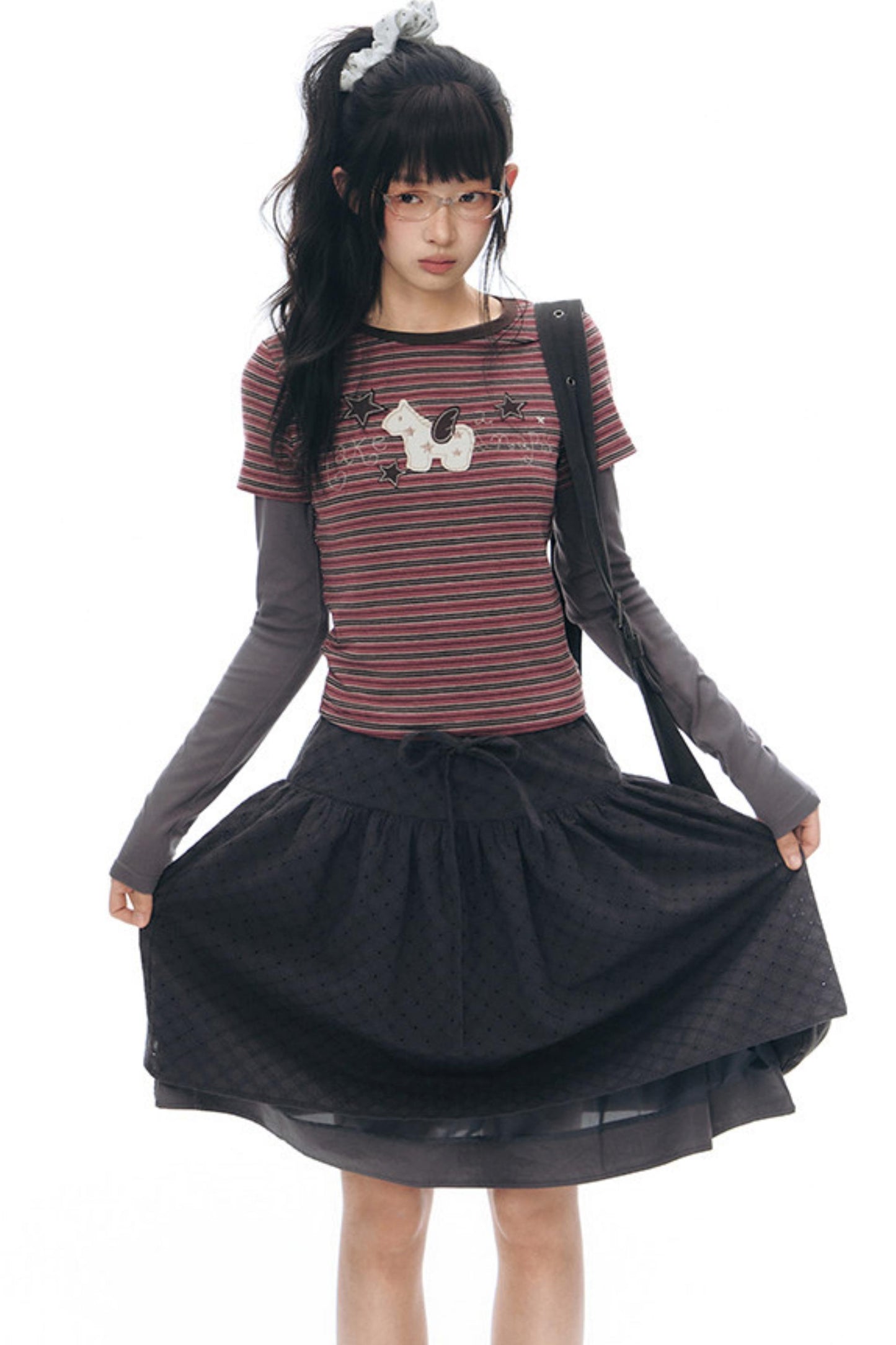 T-Shirt mit Pony-Applikation und Stickerei