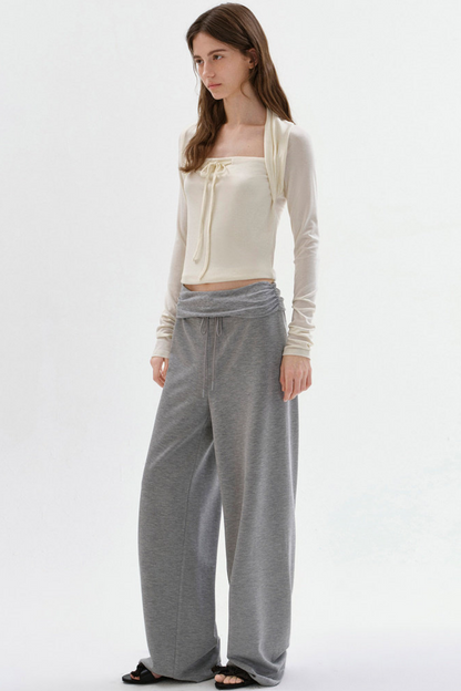 슬림 드레이피 스트레이트 팬츠