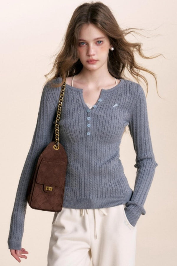 Fine Cable Knit Cardigan