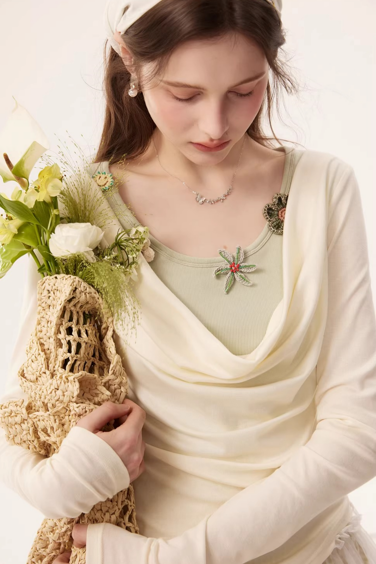 Faux Floral Knitted Top