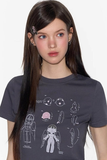 Spring American Shoulder Crop Top