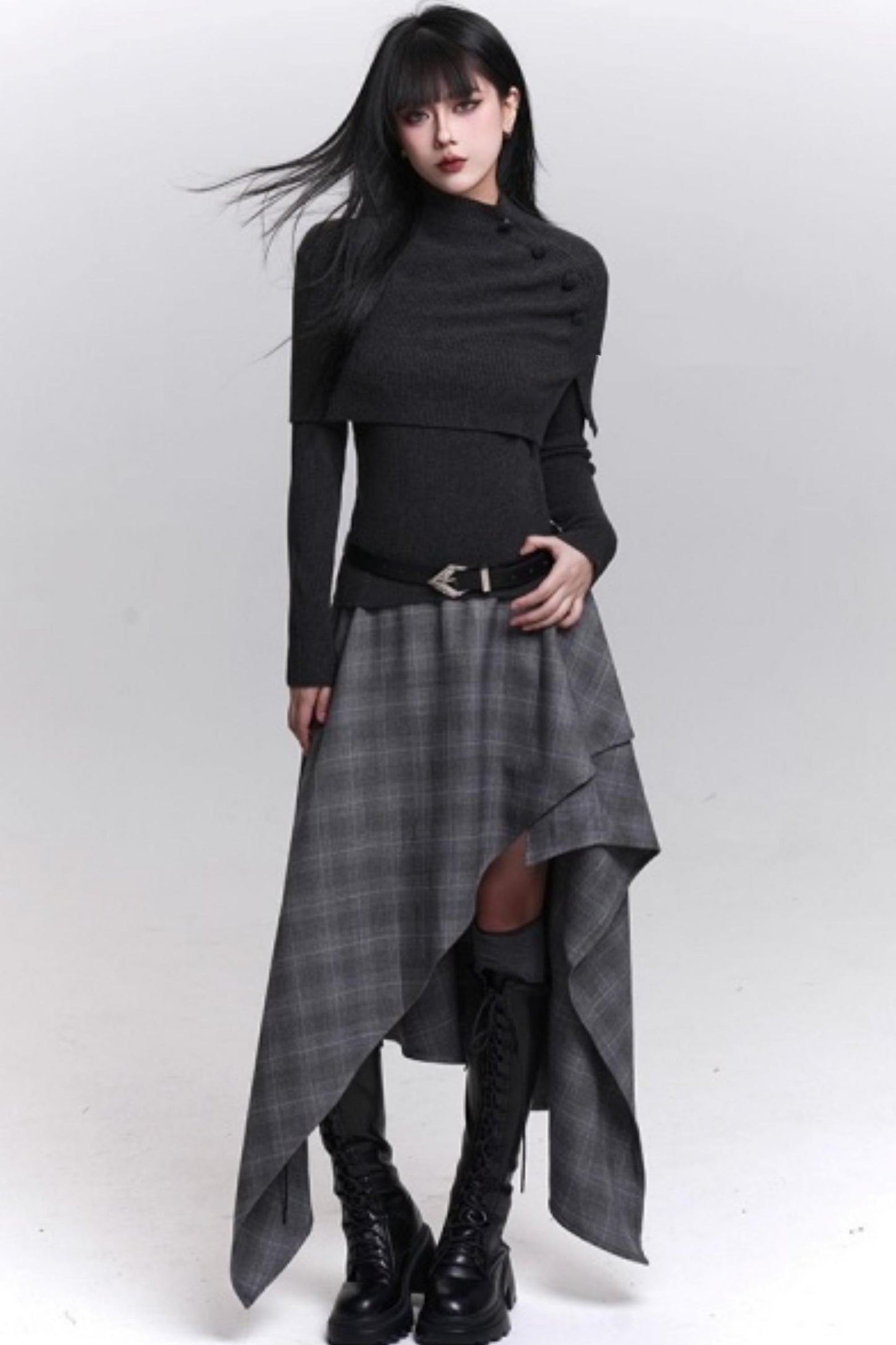 Stunning Gray Plaid Skirt