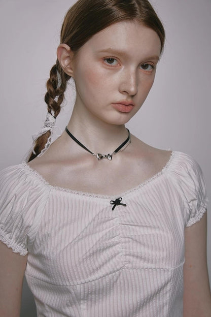 Nap Plaid Puff Sleeve Crop Top