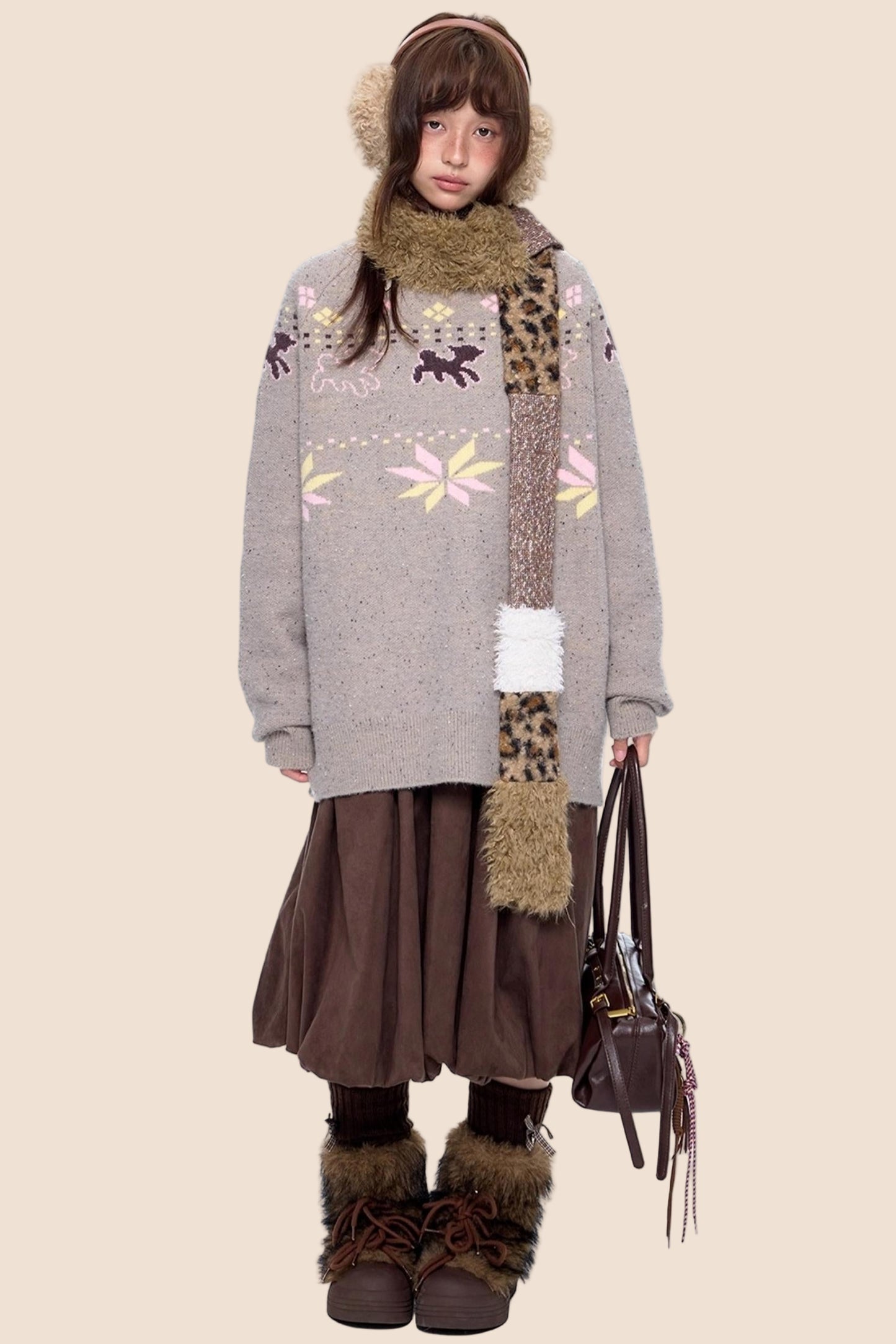 Vintage Fair Isle Loose Knit Sweater