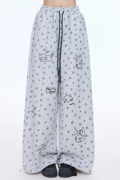 Star-Printed Retro Sweatpants