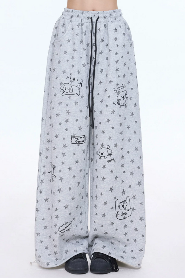Star-Printed Retro Sweatpants