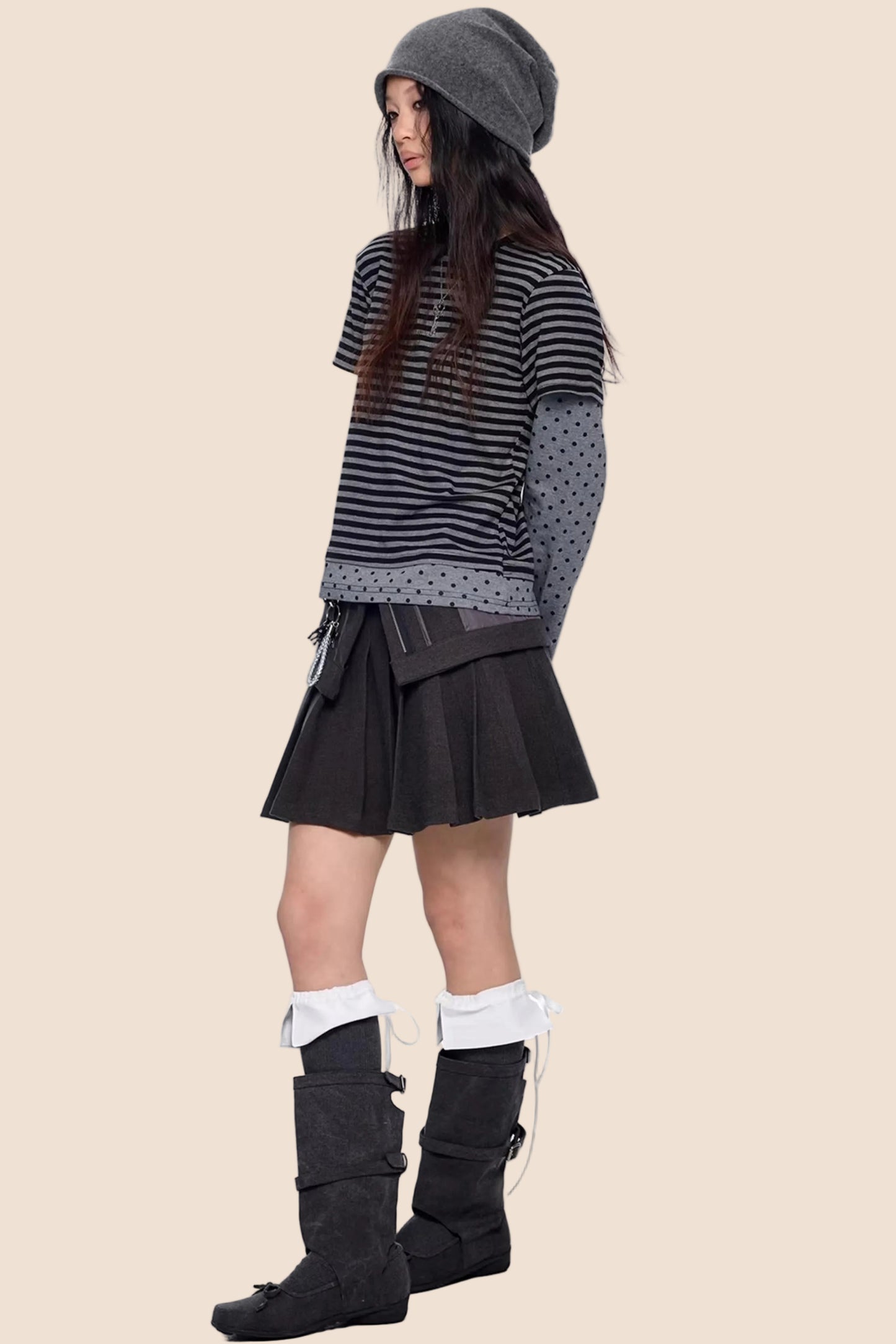 Retro-Oberteil mit gepunktetem Streifen